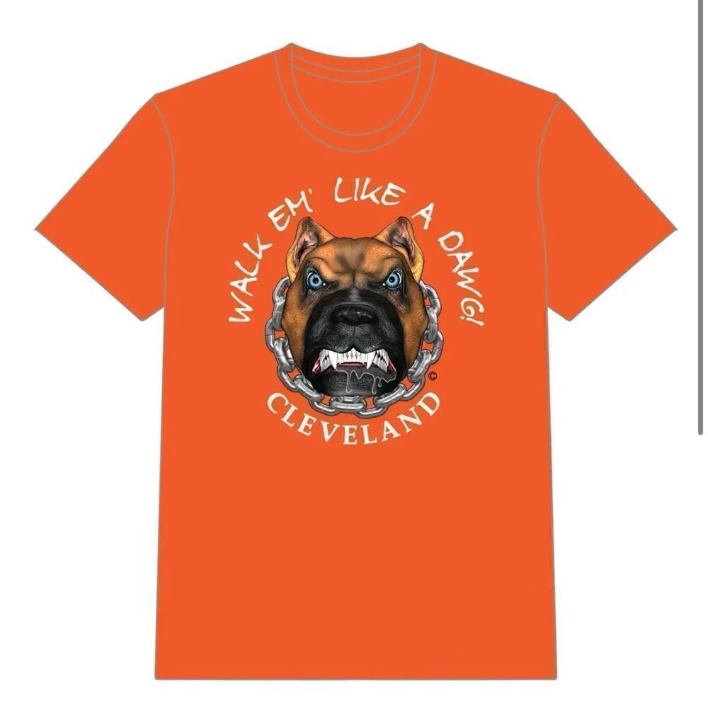 Cleveland Browns 100% Walk em' Like a Dawg Tee Shirt Orange 2XL NWT